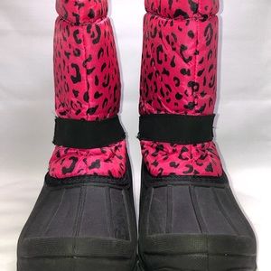 Leopard print hot pink snow boots